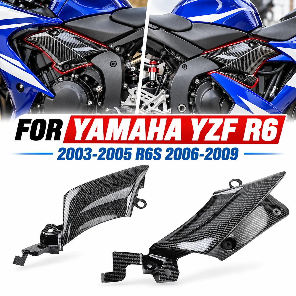 FOR YAMAHA  YZF R6 2003-2005 R6S 2006-2009 Motorcycle Side Panel Water Tank Guards Frame Protector Radiator Cover Fairing