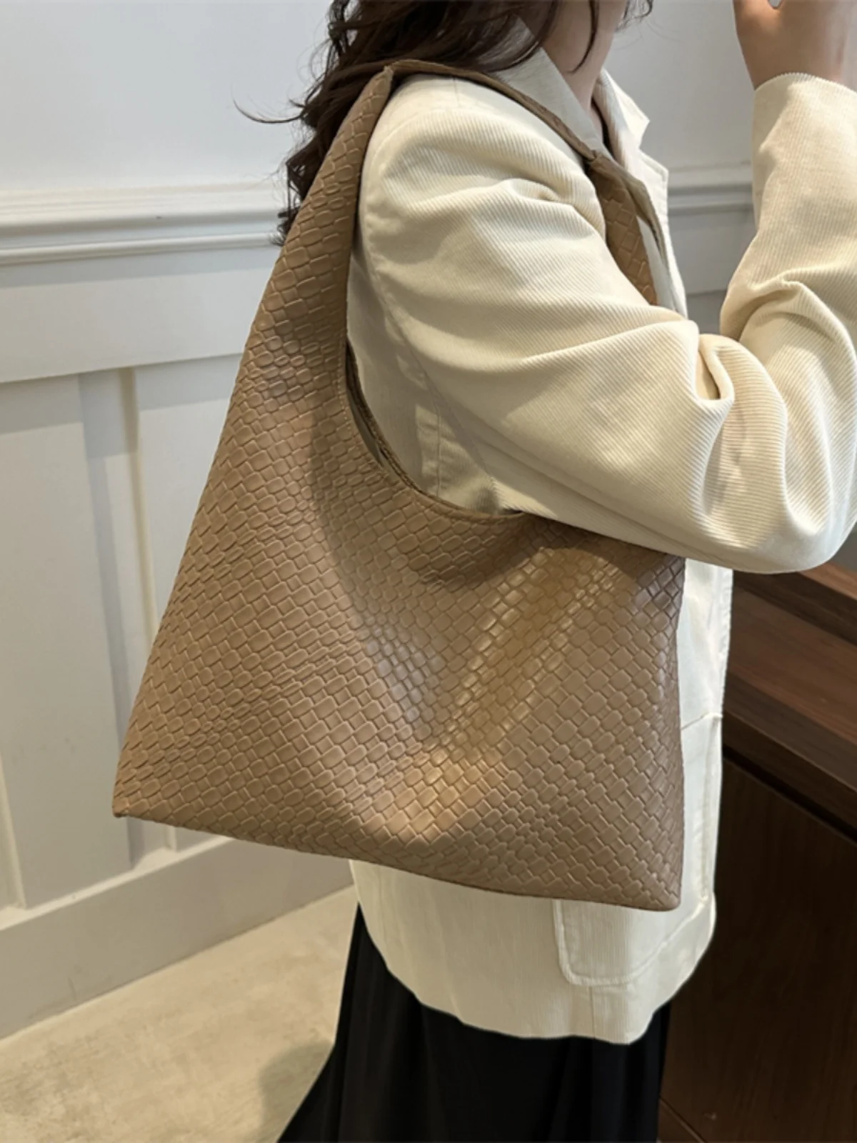 Bolso informal para mujer, bolso de mano de gran capacidad 2025, bolsos con patrón tejido para mujer, bolsos cruzados femeninos, bolso de hombro