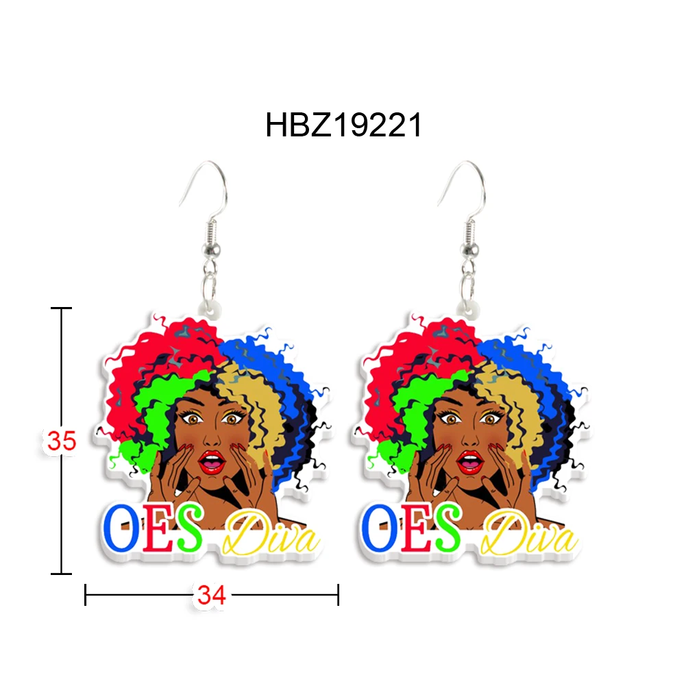 New Arrival Sorority Eastern Star OES Women Drop Earrings Acrylic Cute Multicolour Fashion Jewelry For Woman Girls Party Gift