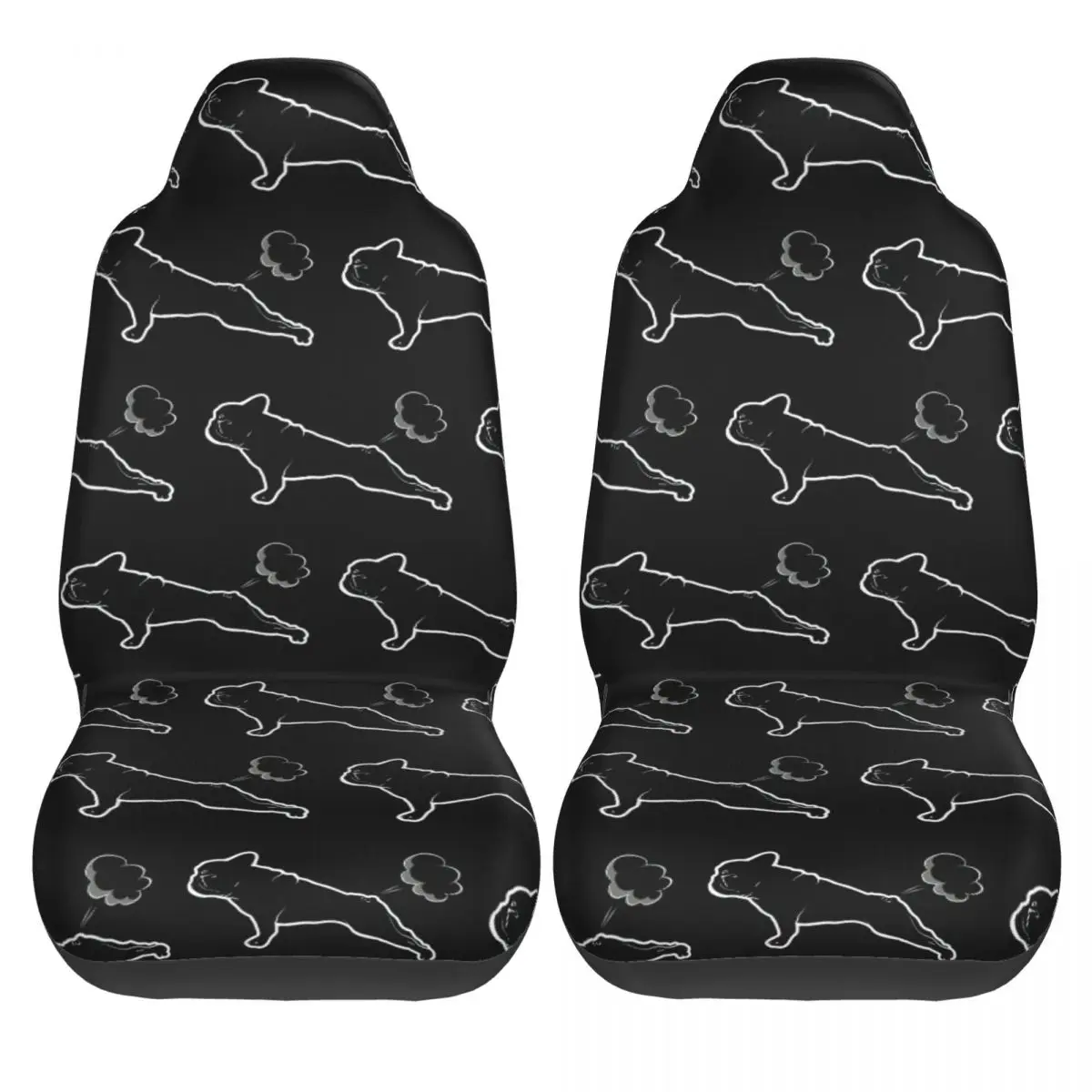 French Bulldogs Yoga Funny Car Seat Cover Custom Printing Universal Front Protector Accessories Cushion Set