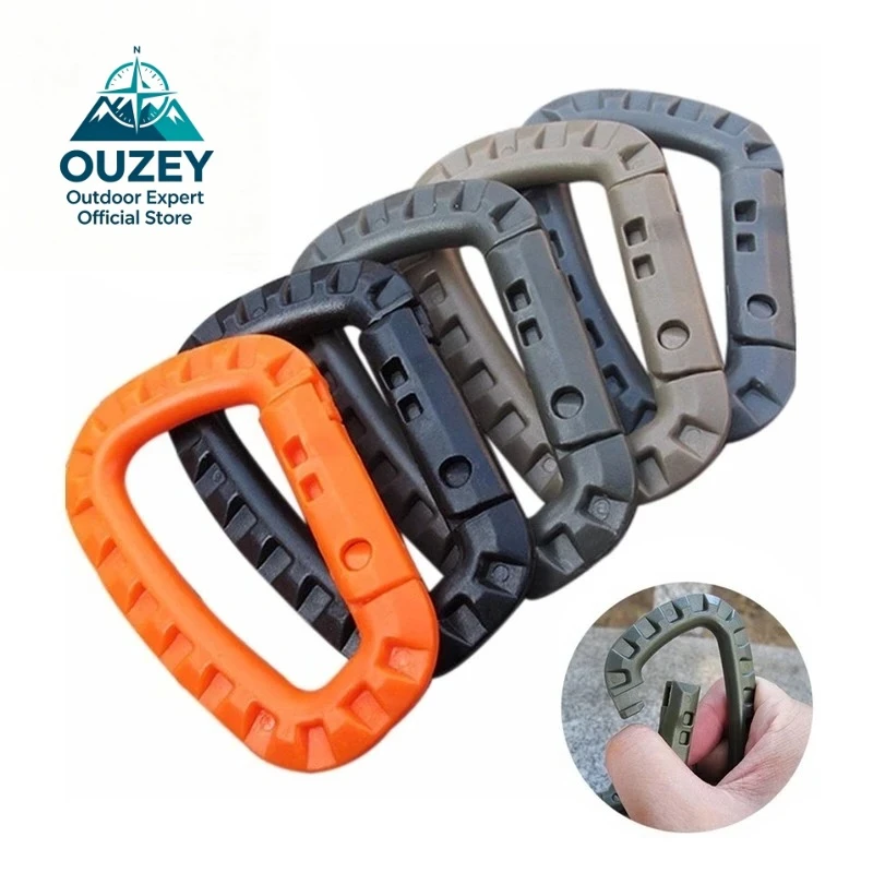 2026 New 8.5cm Tactical Backpack Buckle Fast Tactical Carabiner Plastic Hook D Shape Mosqueton EDC Gear for Outdoor Camping 1pcs