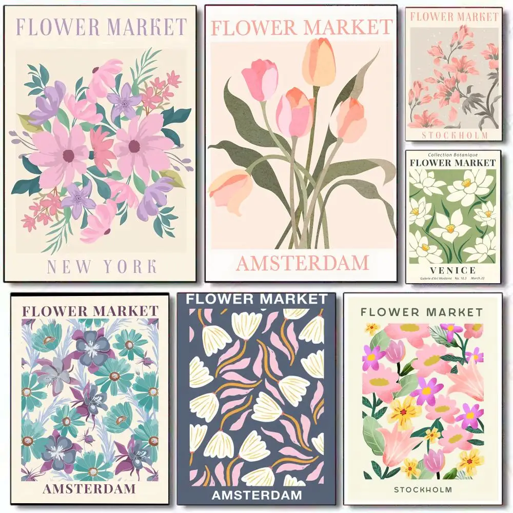 

Artwork Vintage Flower Painting Calligraphy Canvas Posters Wallart for Living Room Painting Decoration Room Wall Decor 30x40cm