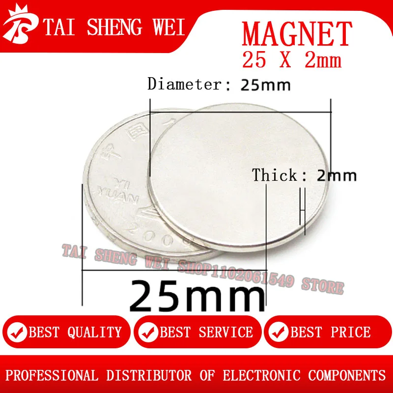 5pcs 25X2mm 25X3mm 30X2mm 30X3mm Strong Round Magnet neodymium 25mm 30mm Fridge NdFeB Rare Earth Magnetic Sheet