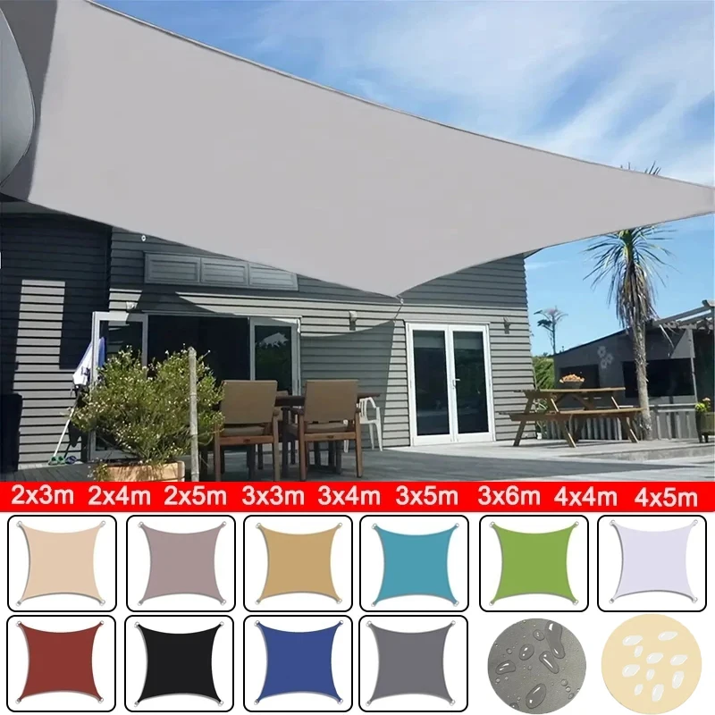 Outdoor Waterproof Sunshade Sail Sunshade Cloth Garden Terrace Canopy Parking Lot Swimming Pool Rectangle