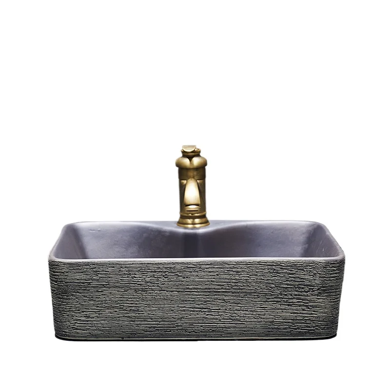 

Ceramic countertop basin wash basin new Chinese style rectangular antique ceramic washbasin art basin