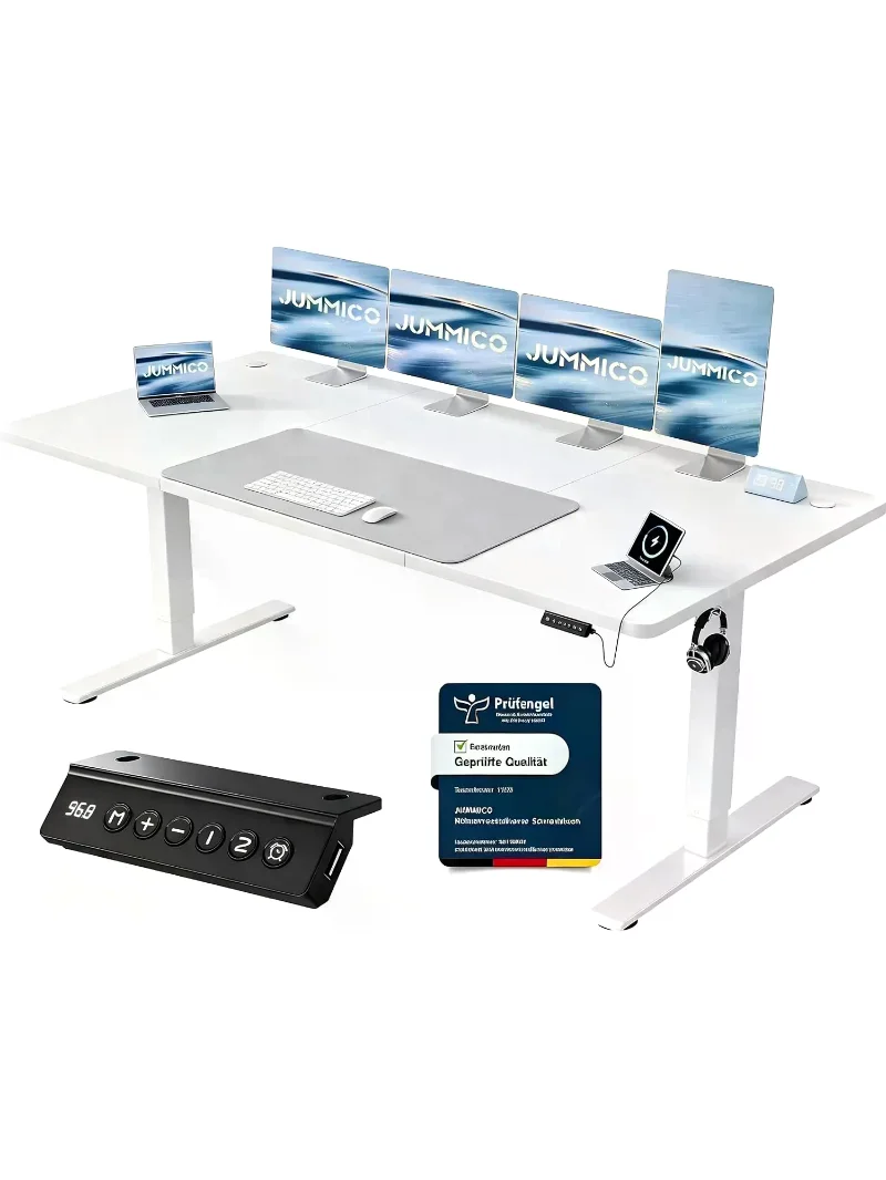 Devoko Höhenverstellbarer Schreibtisch 200 x 80 cm, USB-A-Anschluss |   Elektrisch höhenverstellbarer Schreibtisch, Stehpult mit Erinnerungsfunktion für langes Sitzen, Computertisch für das