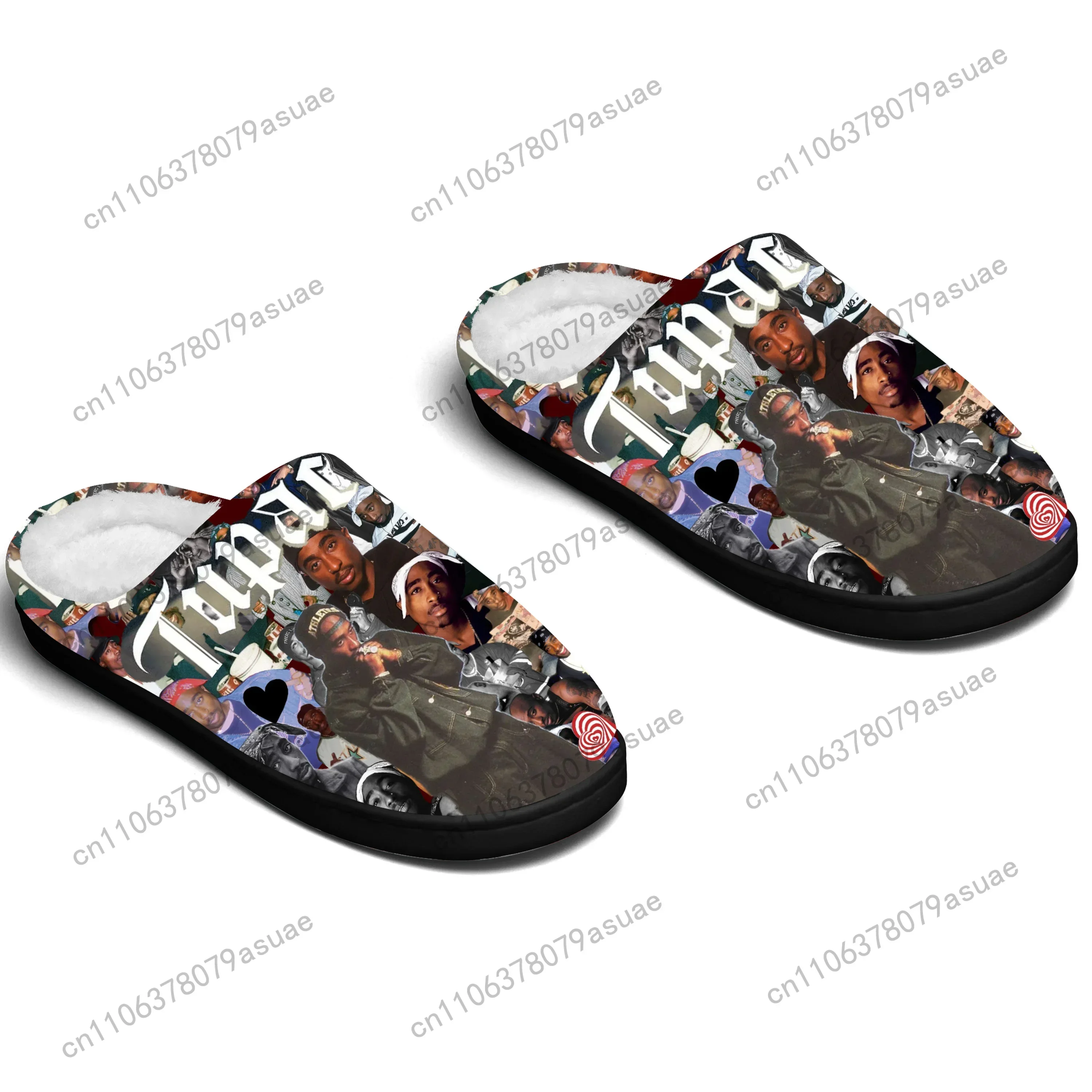Tupac Rapper Home Cotton Slippers Mens Womens Bedroom Keep Warm Cotton Slippers Custom Slipper