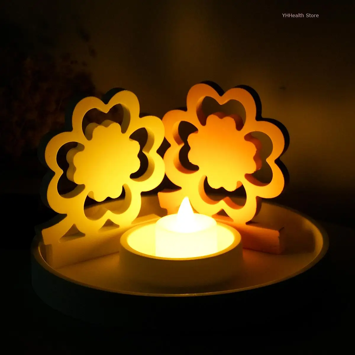 DIY Four Leaf Clover Candle Holder Silicone Molds Lucky Grass Plant Candlestick Epoxy Resin Mould Cement Gypsum Making Crafts