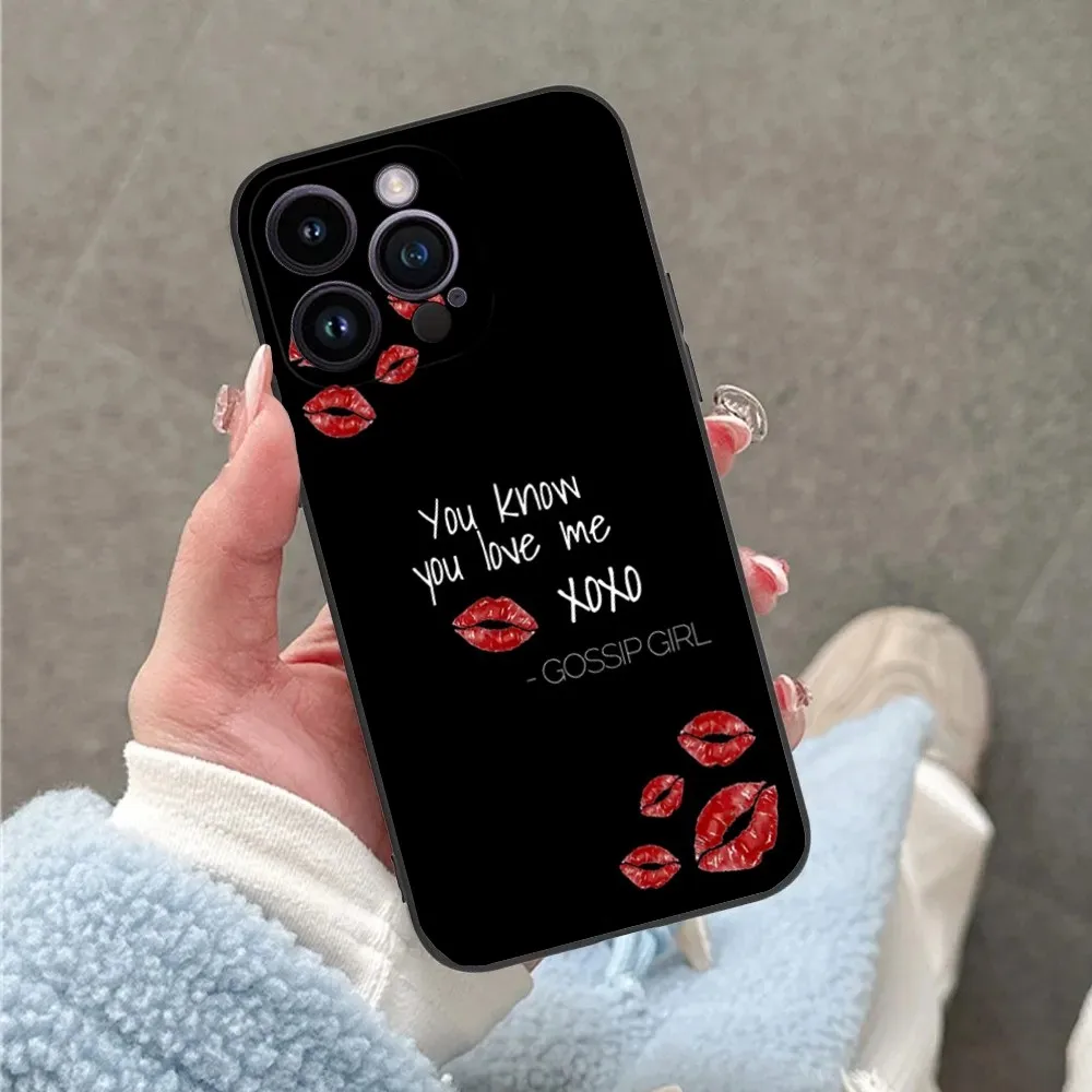 TV G-Gossip Girl XOXO Phone Case For iPhone 16,15,14,13,12,11,Plus,Pro Max,XS,X,XR,SE,Mini,8,7 Soft Silicone Black Cover