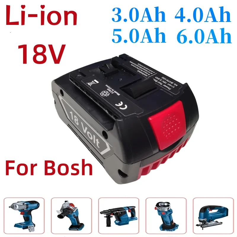 New 18V battery 3.0Ah/4.0Ah/5.0Ah/6.0Ah suitable for Bosch drill rechargeable lithium-ion battery BAT609 BAT609G BAT618G charger