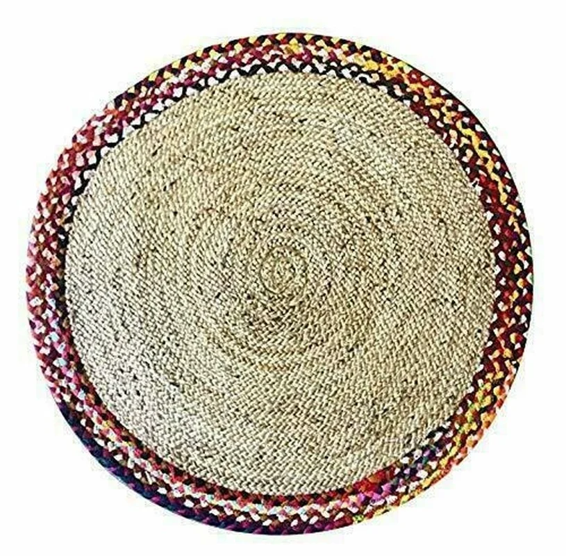 

Jute Rug Round Natural Jute Carpet Handmade Reversible Braided Modern Look