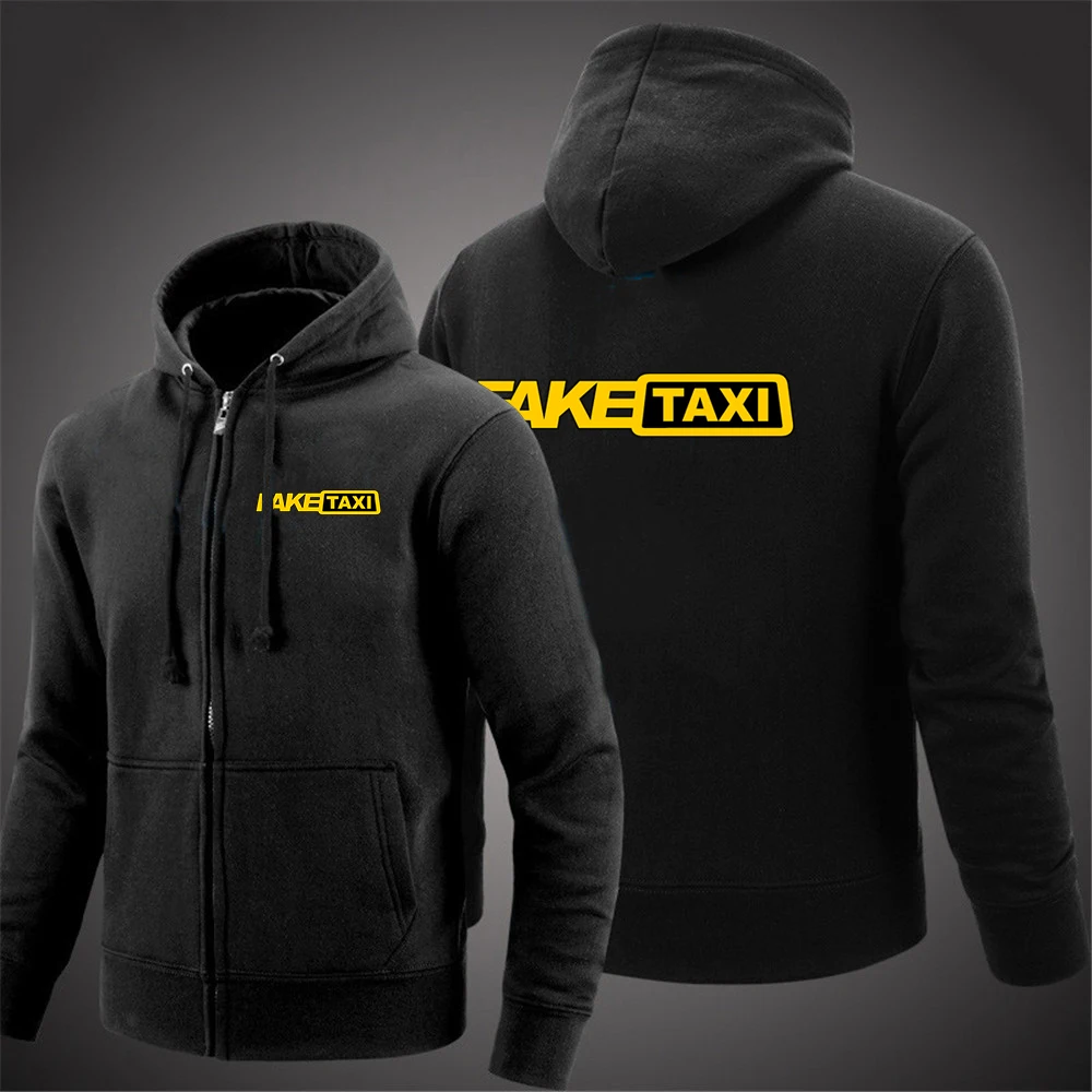 

FAKE TAXI Printing Fashion 2023 New Man's Solid Color Cotton Long Sleeve Hoodies Classic Casual All-Match Slim Sweatshirt Coat