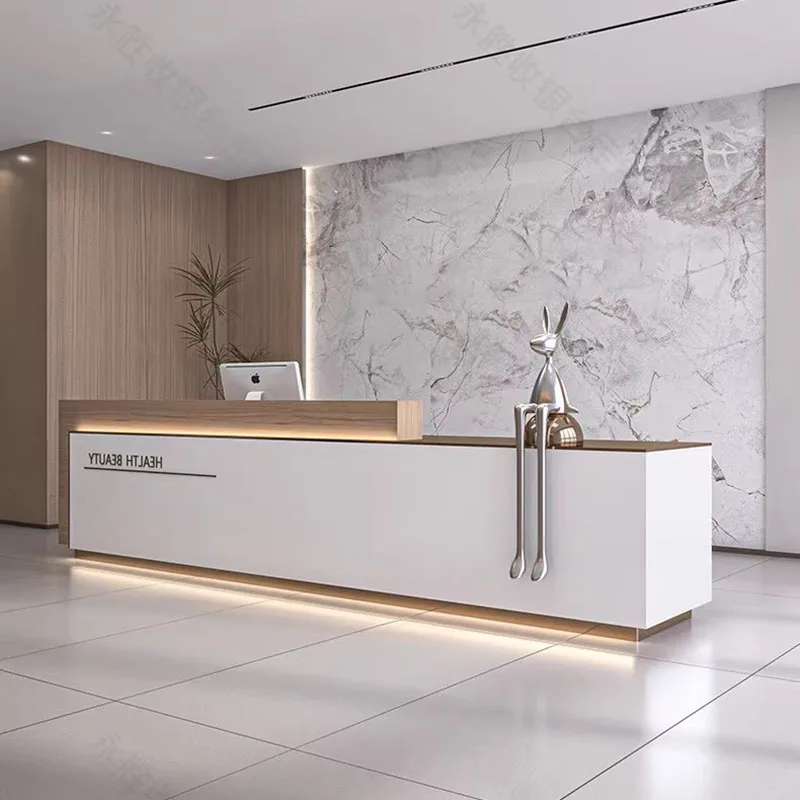 Aesthetic Company Reception Desks Beauty Luxury Modern Shelves Desks Executive Welcome Display Mostrador Commercial Furniture