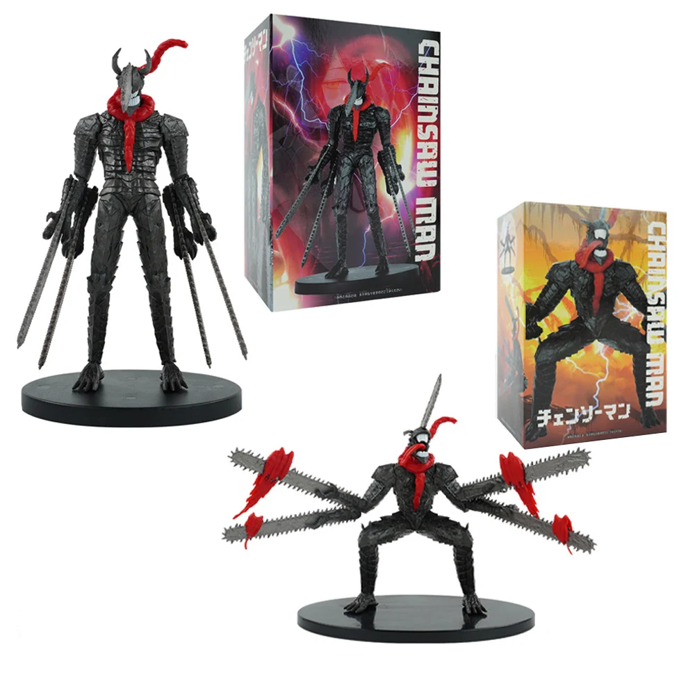 Figura de espada samurái de hombre motosierra de Anime, PVC, 4 cuchillos, lucha en cuclillas, colección de escritorio, adornos, modelo de juguete, regalo, 15CM