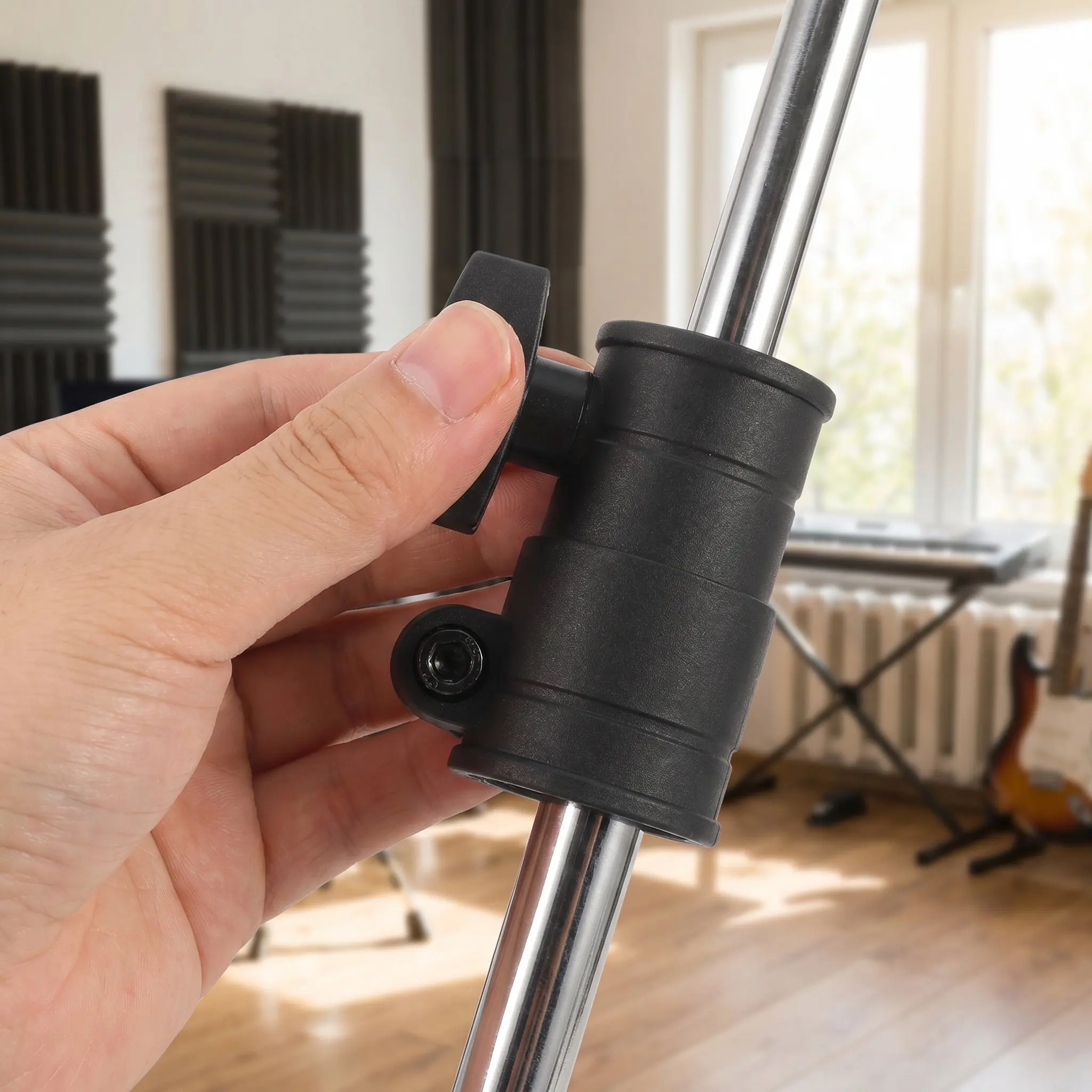 2Pcs Music Stand Accessories Tube Reducer Support Clamp 28 to 25Mm Pole Locking Sleeve Adapter for Sheet Music Stand Anti Slip