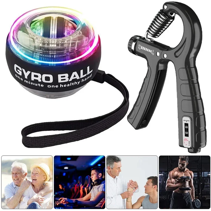 Neue LED Handgelenk Power Ball Trainer Auto-Start Grip Ball Stärker Gyroskopischen Arm Gyro Hand ball Hause Fitness Unterarm Exerciser