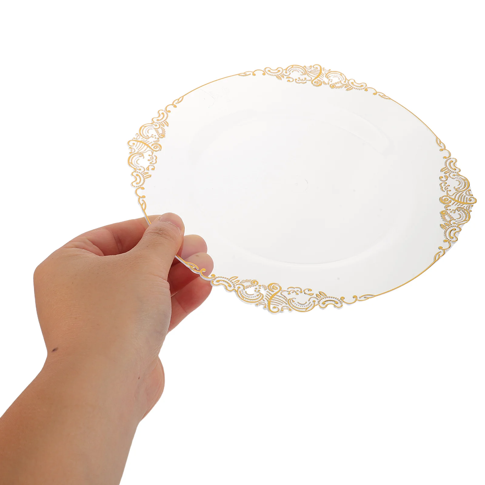 

10 Pcs Phnom Penh Relief Dining Plate Clear Plastic Serving Plates Dessert Edging