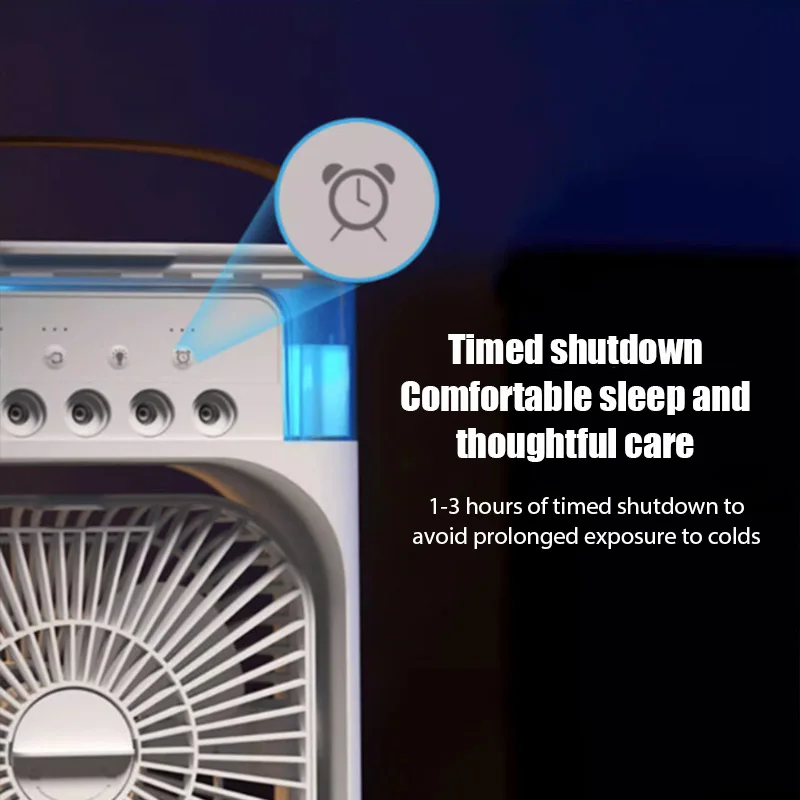 Ventilador portátil 3 en 1, aire acondicionado, Enfriador de aire pequeño para el hogar, luces LED nocturnas, humidificador, ajuste de aire, ventiladores para el hogar, triangulación de envíos