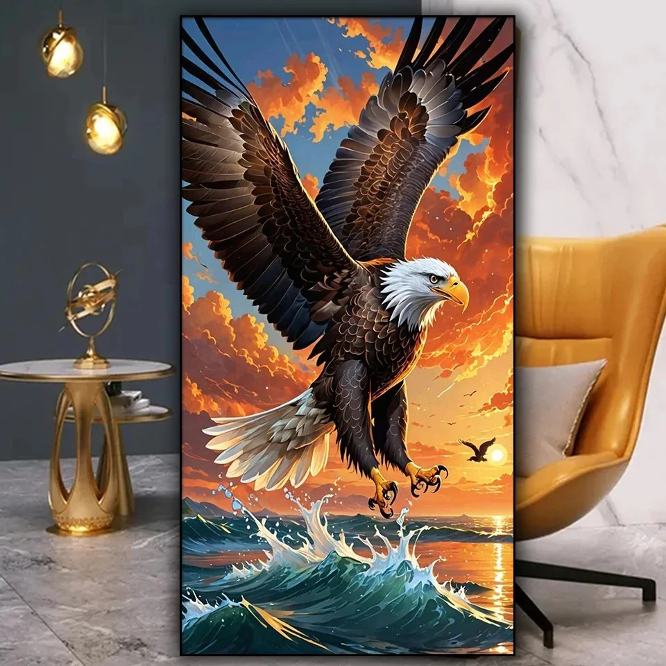 Eagle Sea Waves Diy diamond painting New 2025 Full Round Diamond Art Mosaic Embroidery Handmade Gift Animal Birds Home Decor