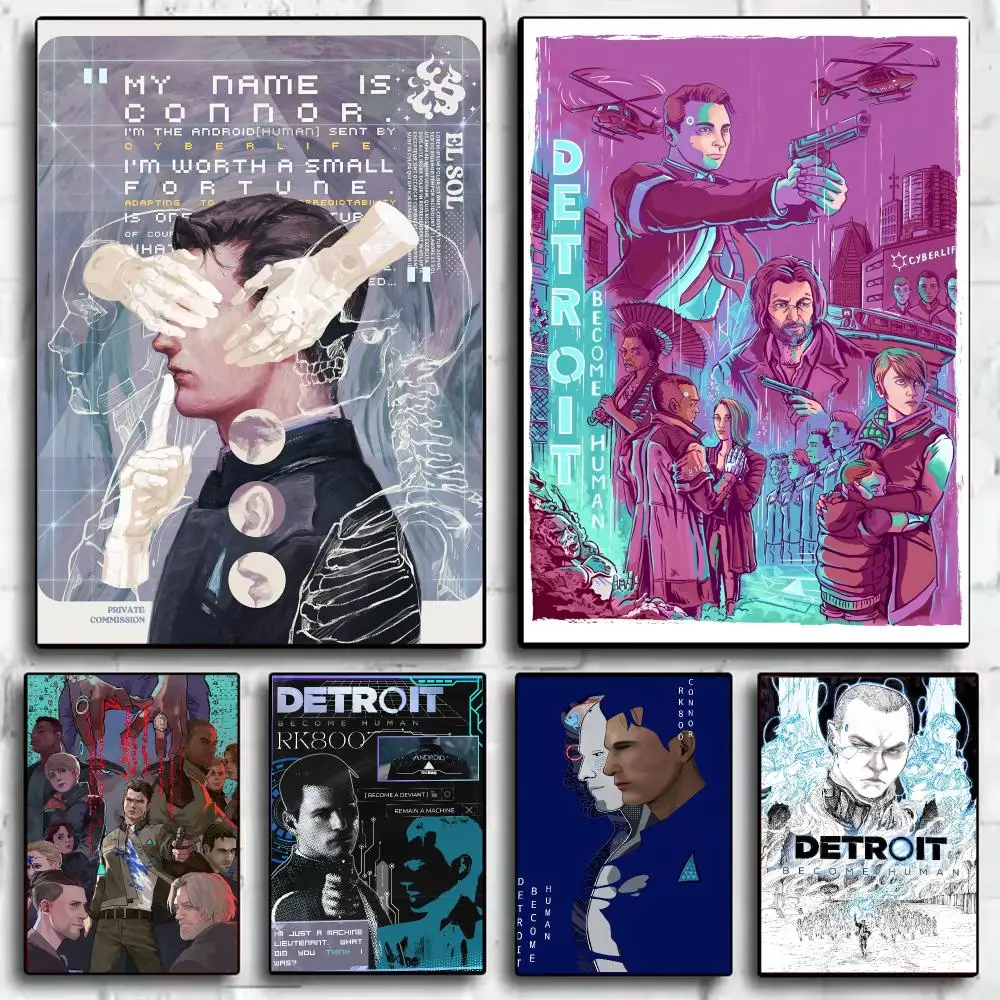 Game D-Detroit: Become Human Painting Calligraphy Canvas HD Poster Waterproof Fade Resistant Wall Art Print for Home Decor