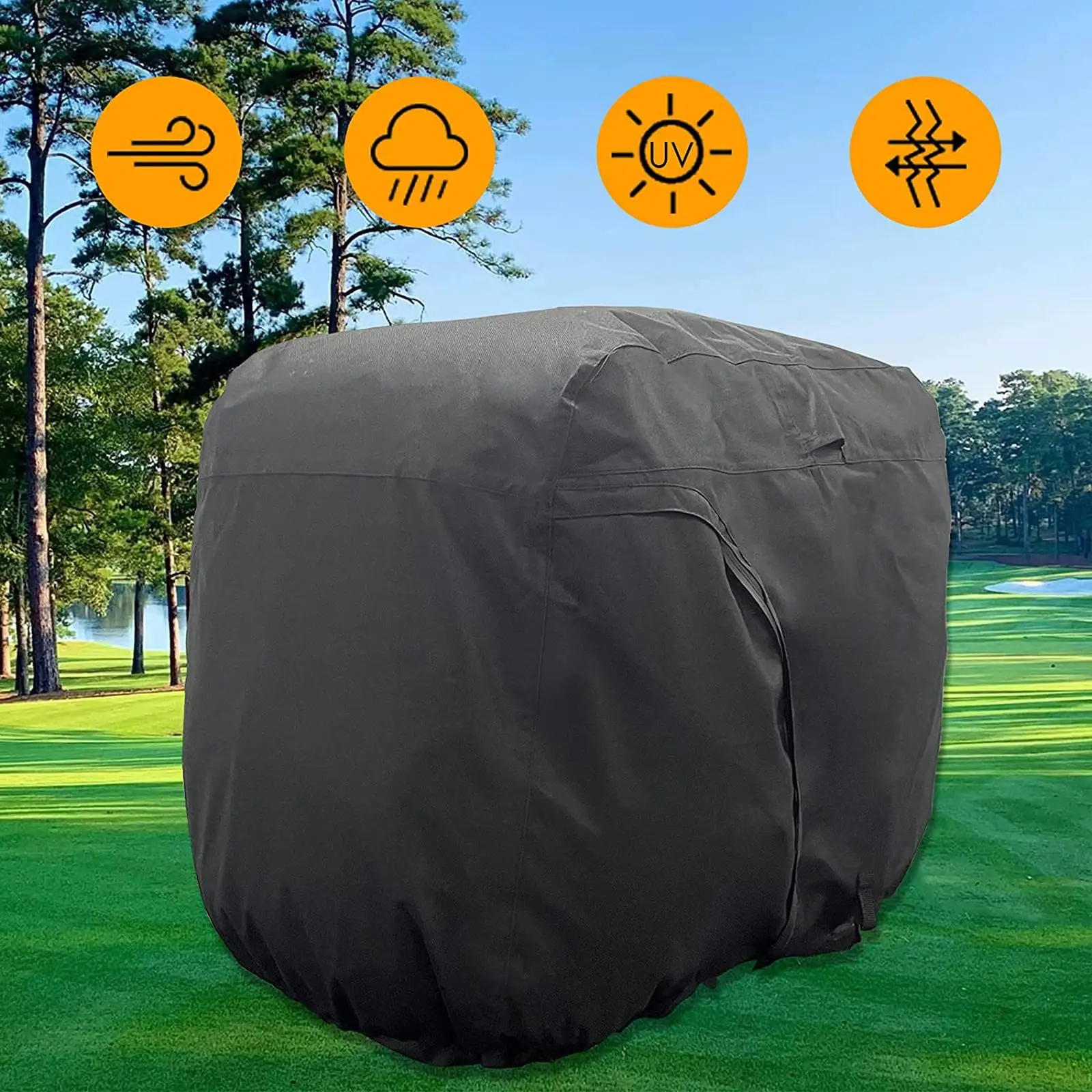 Deluxe Golf Cart Cover , 275x122cm Weatherproof Golf Buggy Zipper Closure Sunscreen, Golf Carts