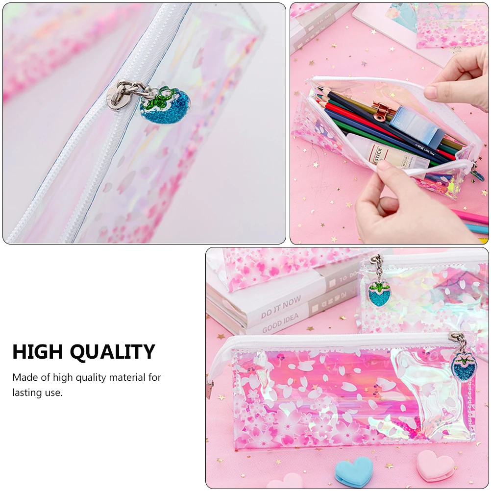

Sequin Pen Holder Pencil Case Large Capacity Transparent Pen Bag For Kids School Students Cute Stationery Pouch Light