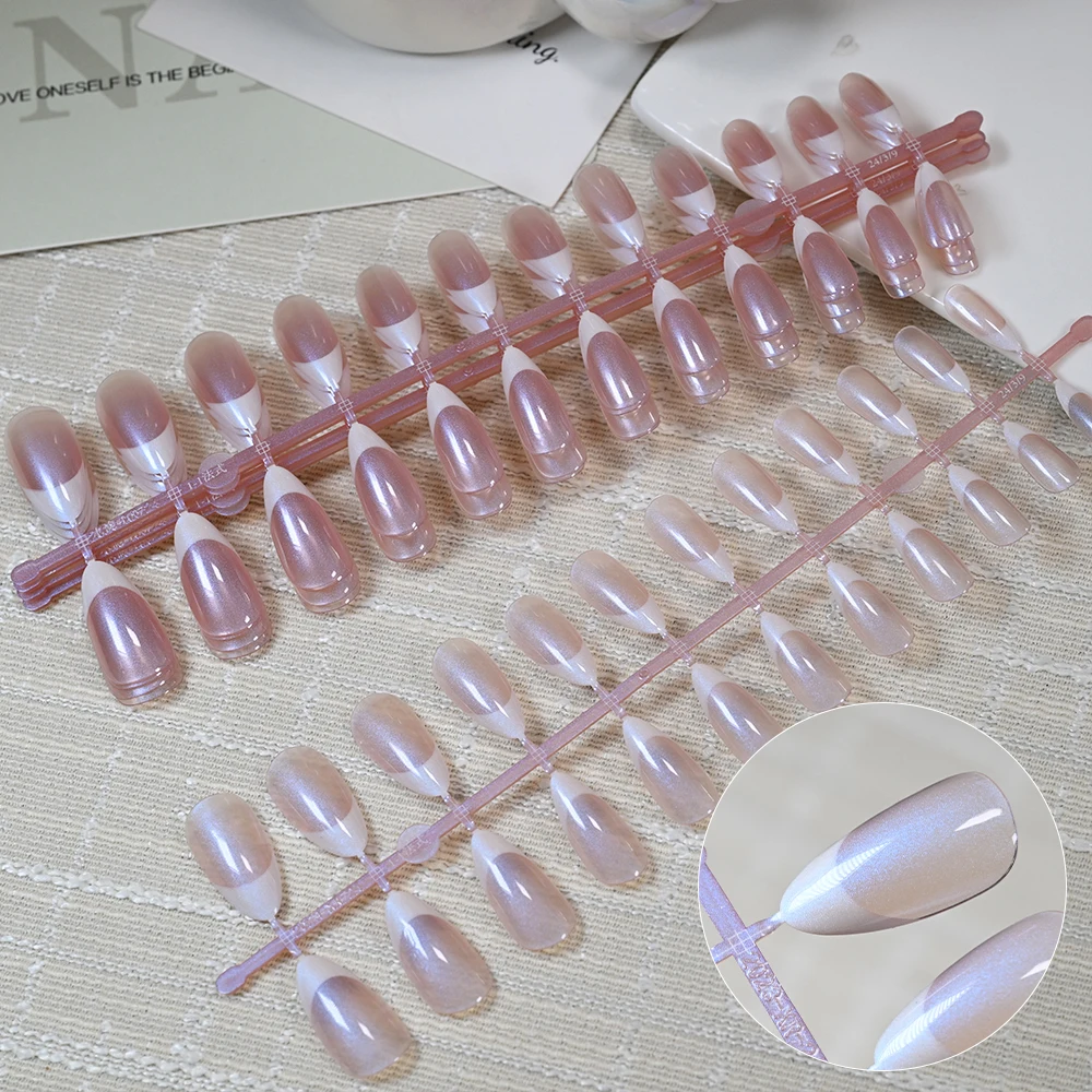 120 pezzi perlescenti trasparenti quadrati corti press-on unghia copertura completa trasparente lucido quadrato unghia del piede gel morbido punte per unghie delle donne