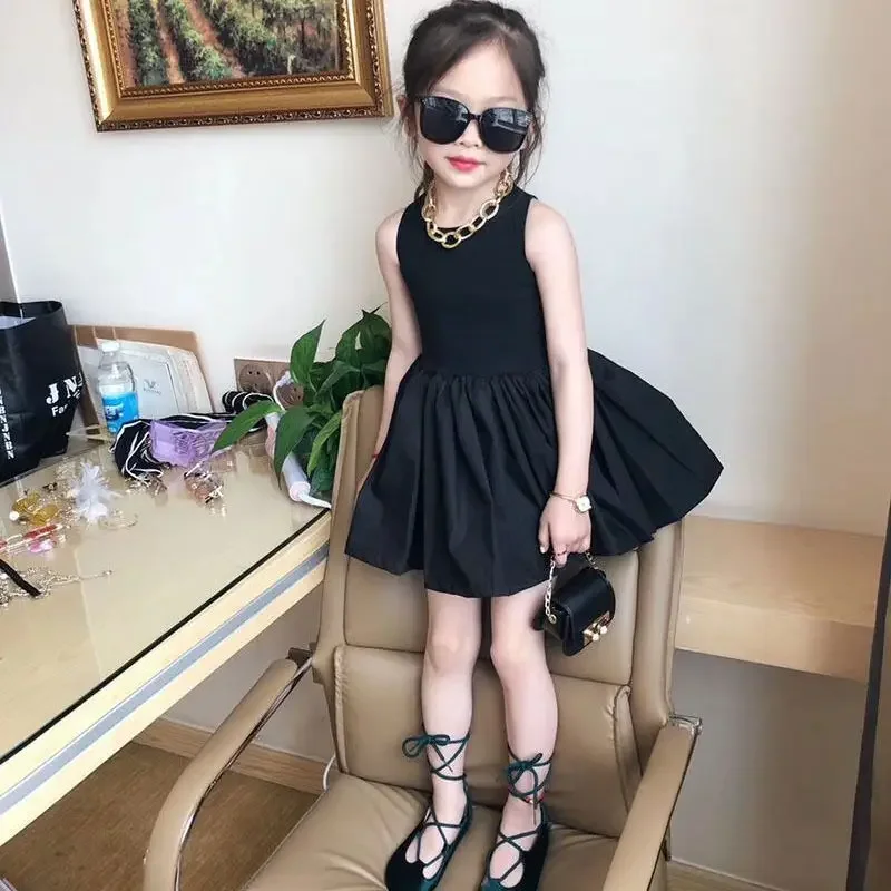 Vestido gótico elegante para niñas de 2 a 8 años, vestido de princesa negro, Espalda descubierta, hombros descubiertos, ropa de fiesta para niños