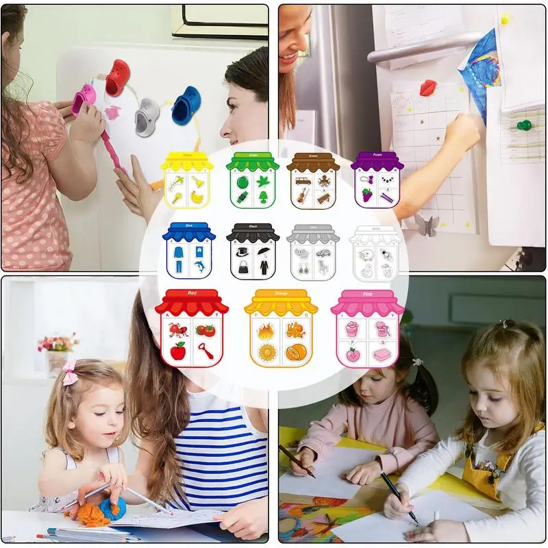 Color Sorting Fridge Magnets Learning Colors Recognition Magnets Preschool Educational Toy Letters Learning Game For Kids 3-6