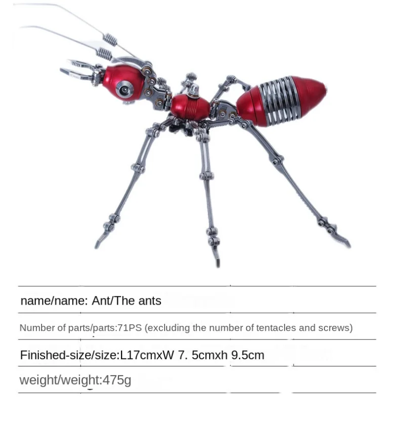 Puzzle Steel Art Building Blocks Color Agent Ant 3D Metal Assembly Model Men's Hobby Collection Modeling Toy Screw for Boy