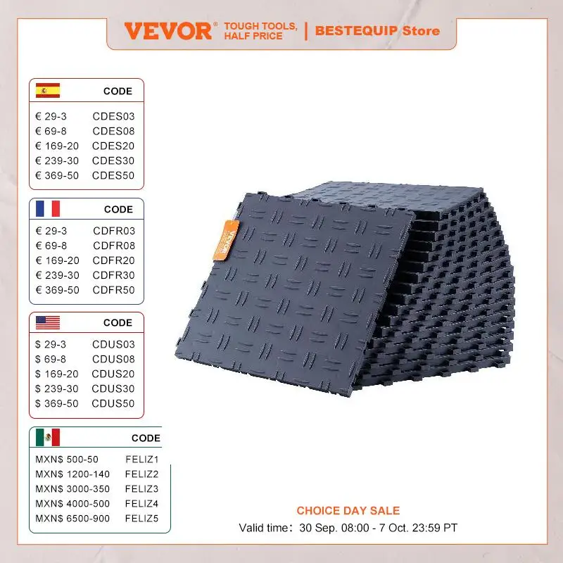 

VEVOR гаражные плитки, блокировка 12x12 в 25 упаковок, гаражные напольные плитки, Нескользящие двухсторонние текстурные плитки для гаража