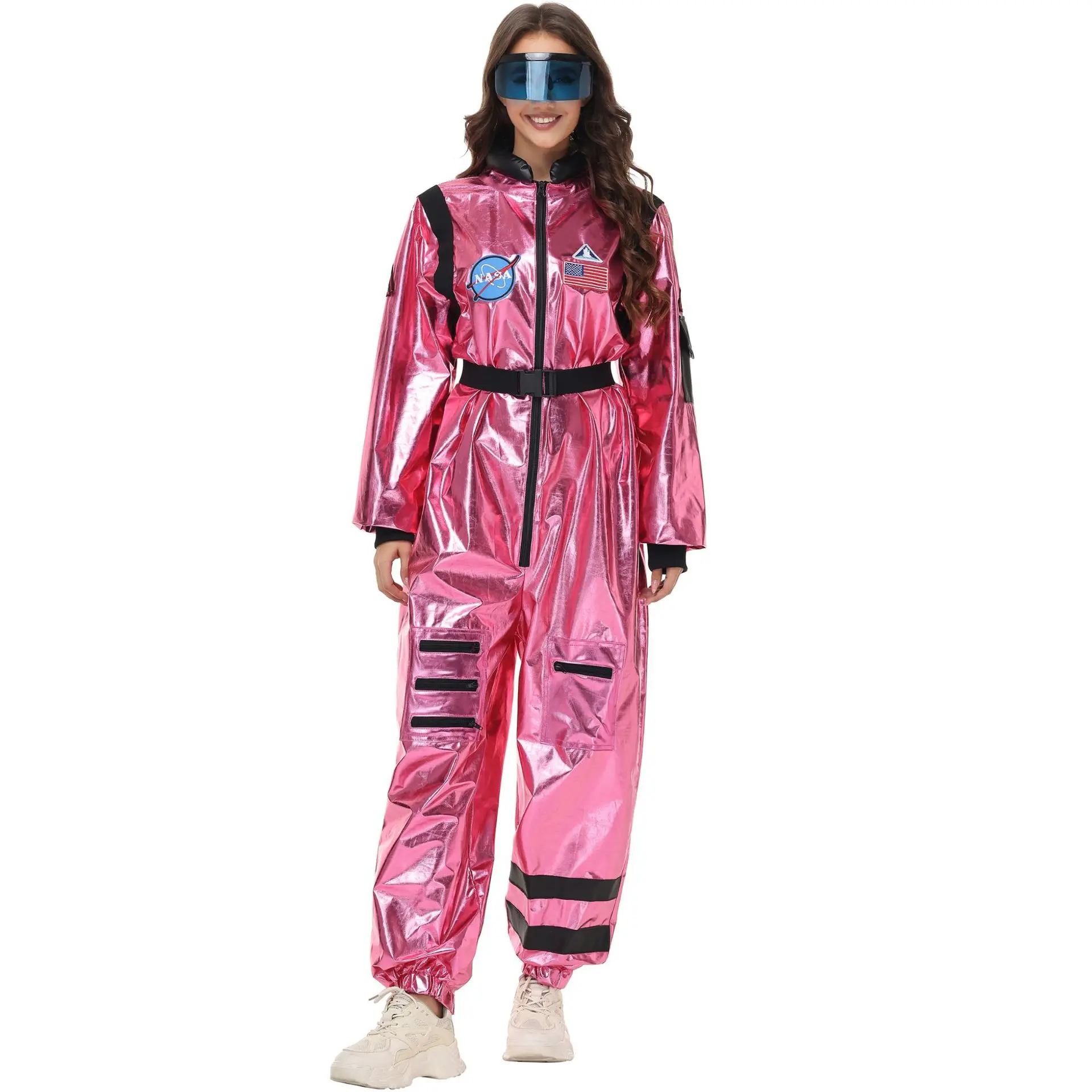 Volwassen zilveren astronaut kostuum mannen vrouwen ruimtevaarder pak ruimte jumpsuit halloween cosplay party dress up