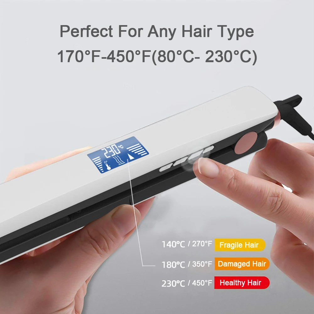 Professional Hair Straightener Floating Titanium Plate Fast Heating Keratin Treatment 1 Inch 450°F Flat Iron Hair Styling Tools