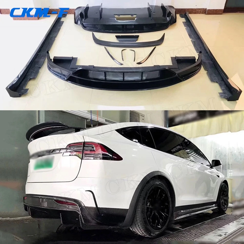 Carbon Fiber Car Body Kits Bumper Lip Splitters Auto Spoiler Side Skirts for Tesla Model X Car Accessories