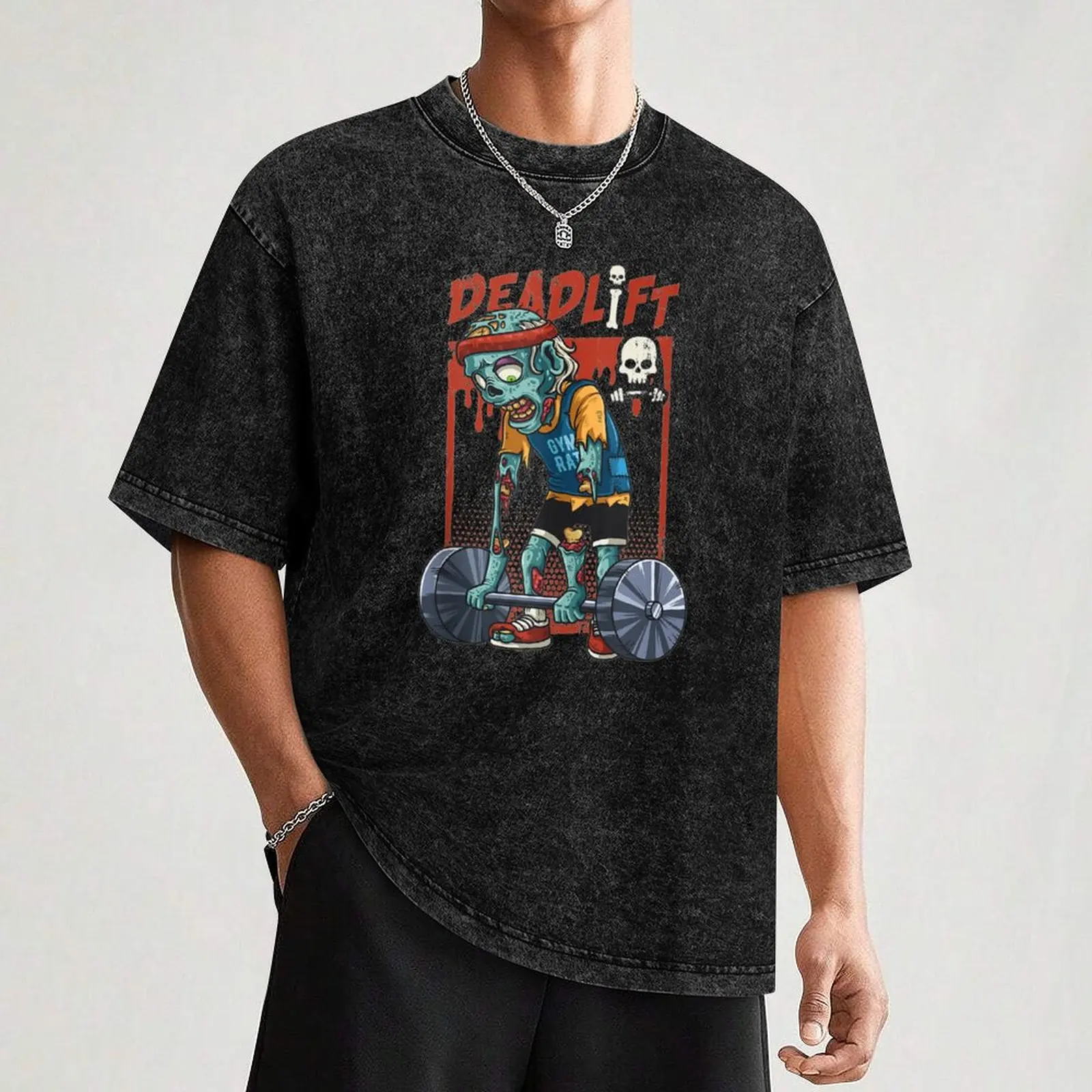 Zombie Deadlift Weightlifting Halloween Fitness T-Shirt Basic Tee Shirt for Everyday