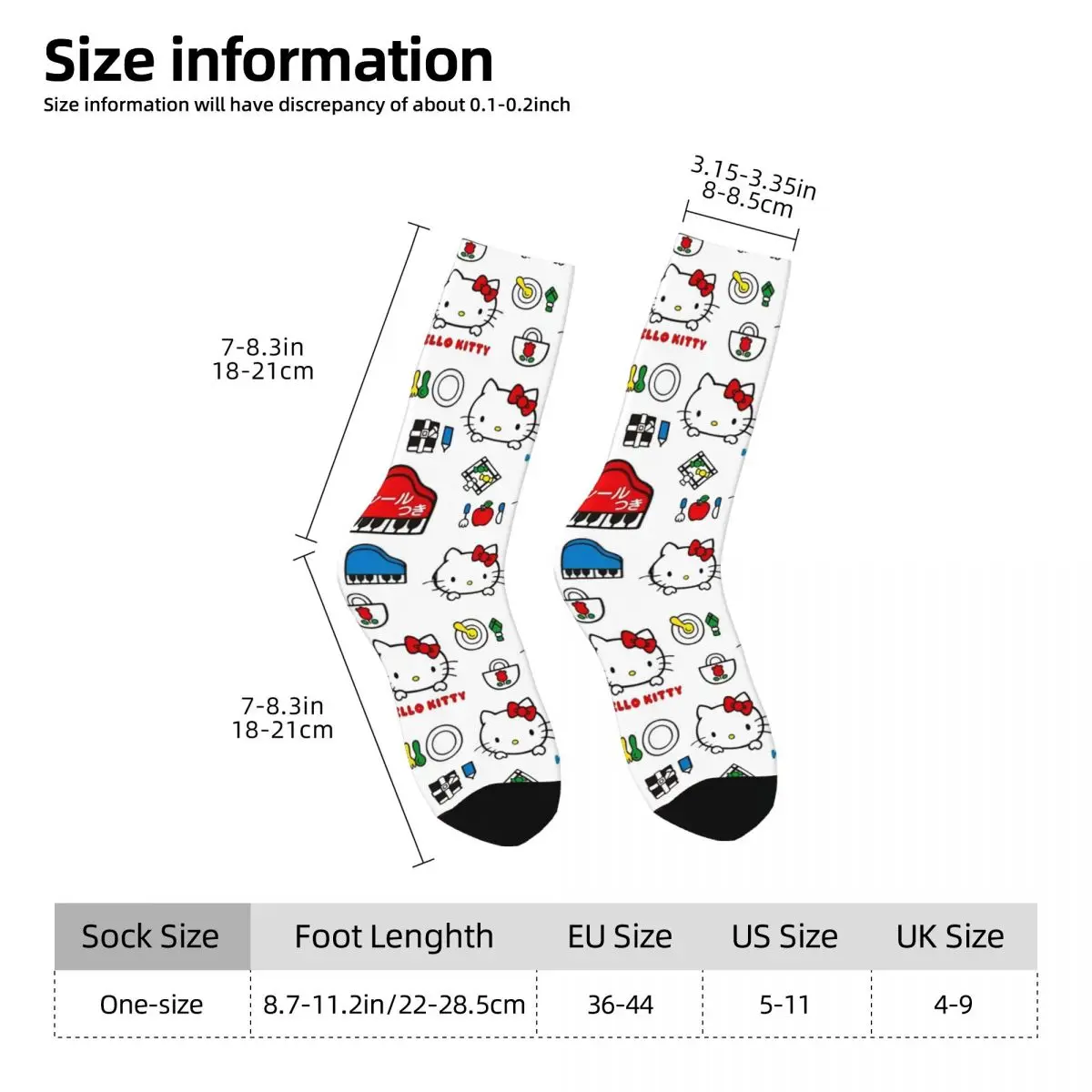 Chaussettes Hello Kitty pour hommes, bas drôles, chaussettes anti-transpiration, chaussettes de course graphiques, haute qualité, automne