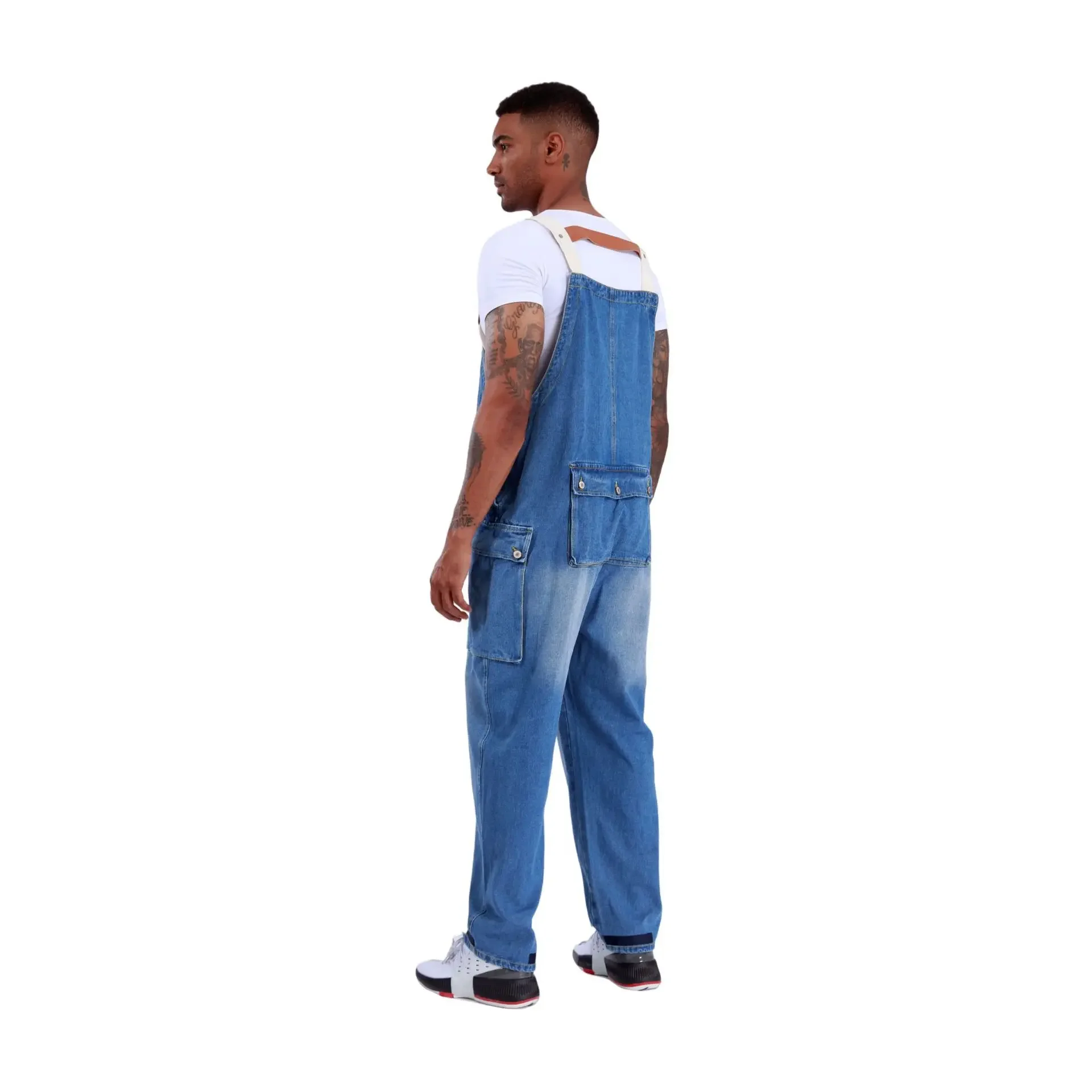 Uomo Nuova Salopette Jeans Tute alla caviglia Pantaloni cargo Tasche One Piece Vita alta Streetwear Denim impiombato lavato solido