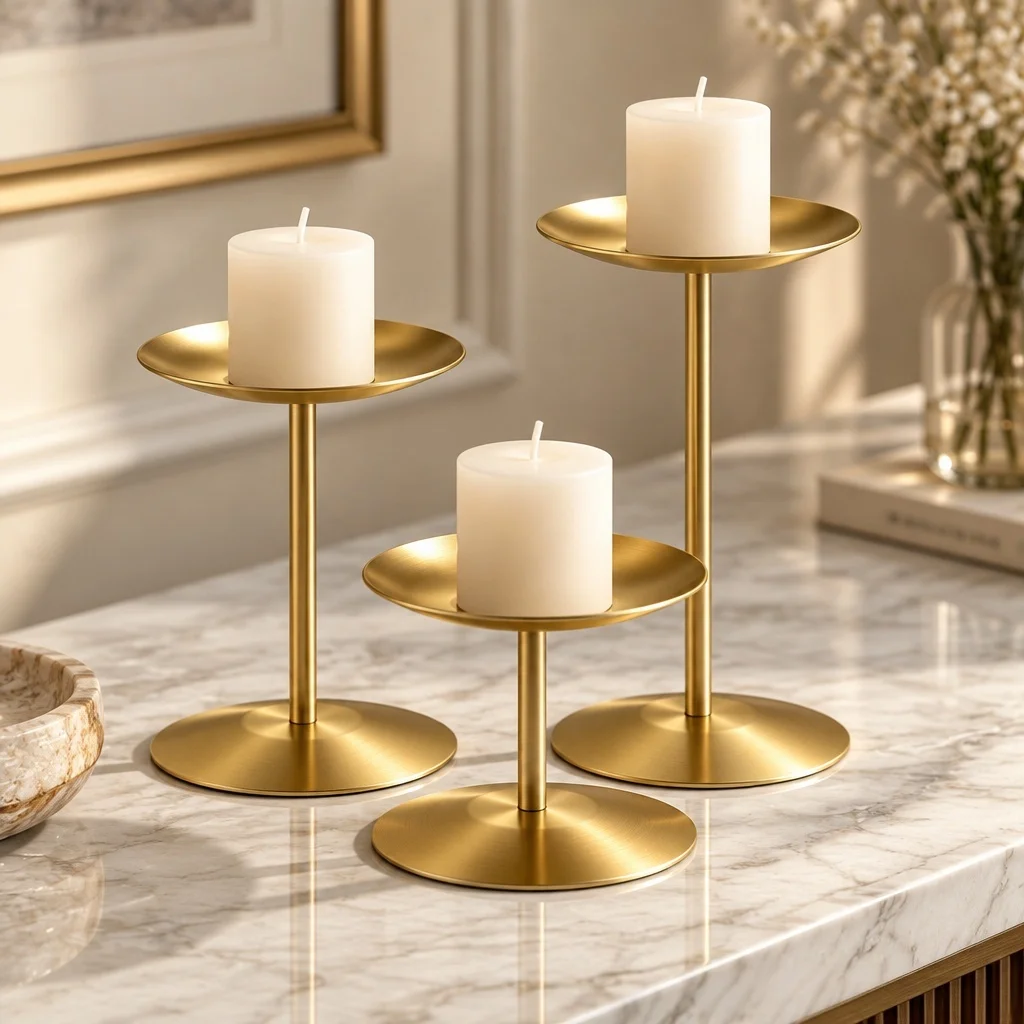 Staggered Height Pillar Candlestick Set, Screw Assembly Candle Holder with Non-Slip Pad, Wedding Table Center for Home & Event