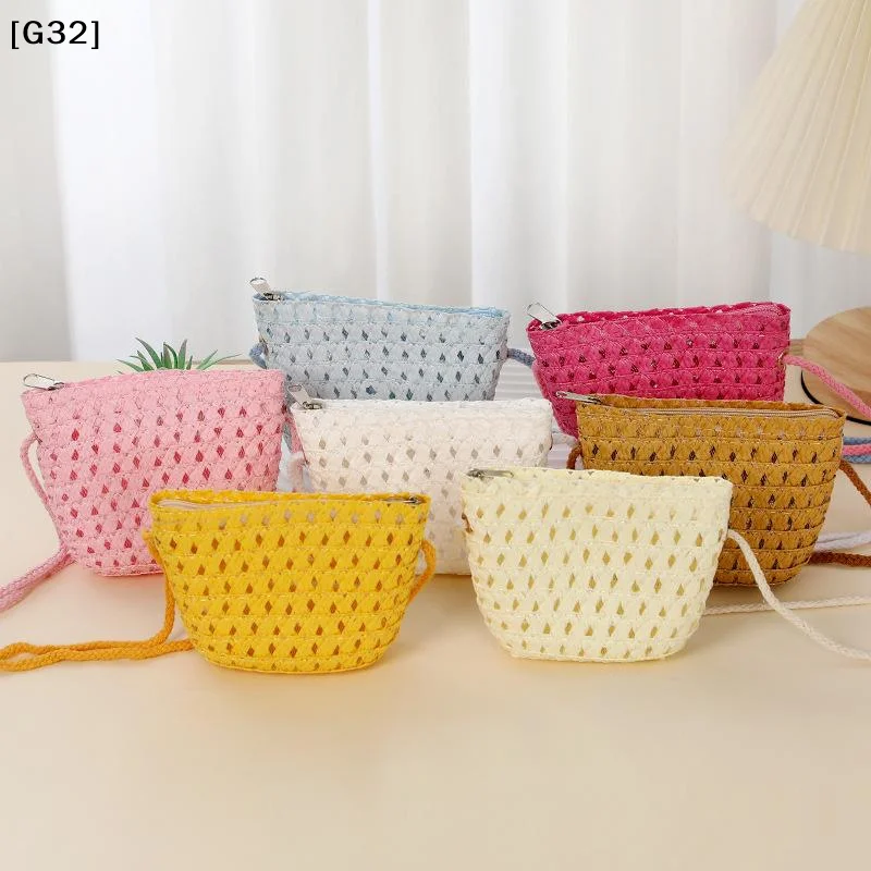 1Pcs  Handwoven Shoulder Handbag Mini Straw Bag Crossbody Bag Kid Summer Beach Straw Bag Envelope Wallet For Wowen Girls[G32]