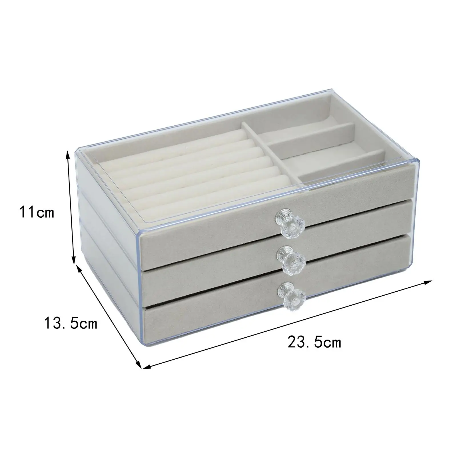 منظم مجوهرات مع أدراج 3 طبقات للخواتم والقلائد ودبابيس الإسورة #6