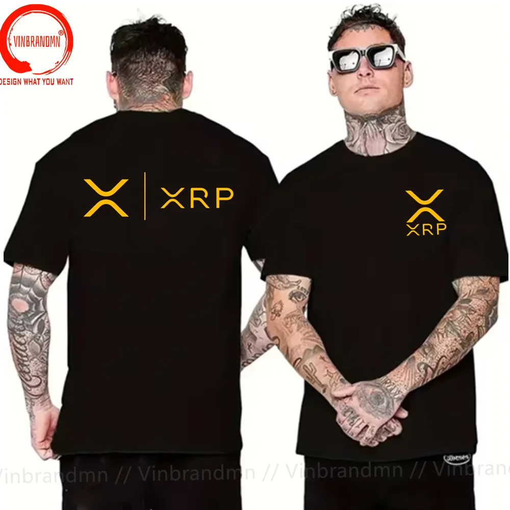 Cryptocurrency Crypto Miner XRP RIPPLE NEW GOLD SIDE BY SIDE Tshirt Harajuku Punk Men's Tshirts Tops Pure Cotton O-Neck T Shirt