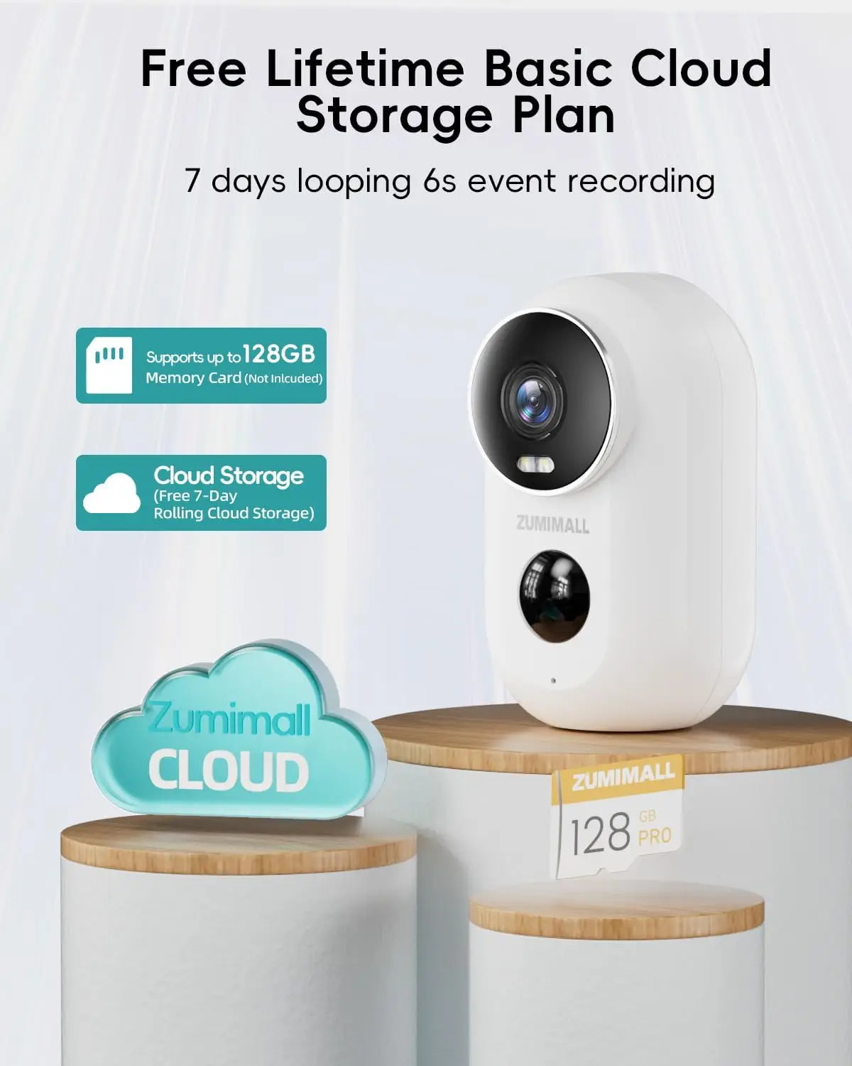 كاميرات مراقبة ZUMIMALL APP F5 لاسلكية خارجية مع حامل مغناطيسي، تعمل بالبطارية، 2.4G WiFi، رؤية ليلية ملونة بدقة 3 ميجابكسل