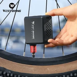 WEST BIKING Mini Electric Bike Pump 150PSI Powerful Air Compressor Pressure Display Car Motocycle MTB Road Bike Tire Inflator