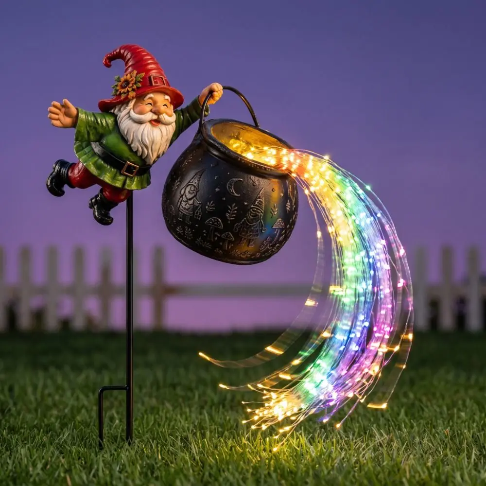 LED Christmas Cauldron Garden Light Flowing String Ground Insert Christmas Decorations Lamp Creative Funny Watering Can Lantern