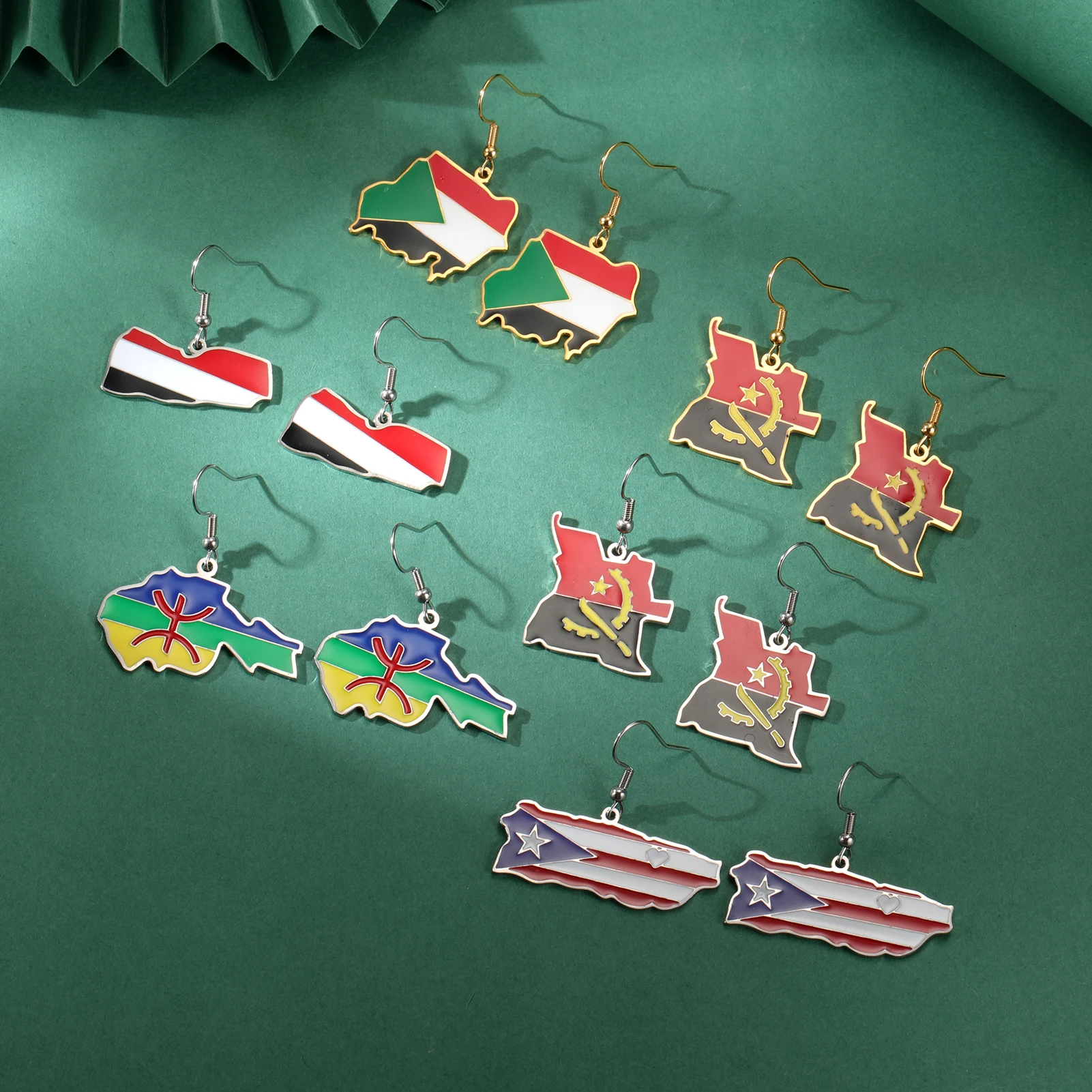 Countries Stainless Silver Color Dropping Oil Process Syria Poland Kurdistan Map Earrings for Women State Geography Earrings