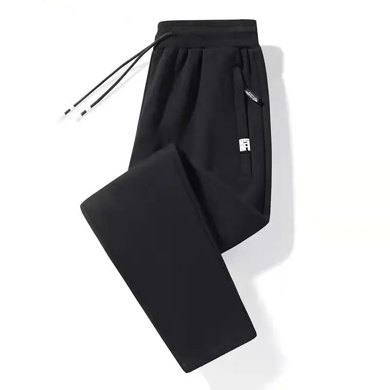 

Comfortable Women's Black Running Pants Spring Autumn Drawstring Cuffed Sporty Casual Long Trousers with Pockets High Waist