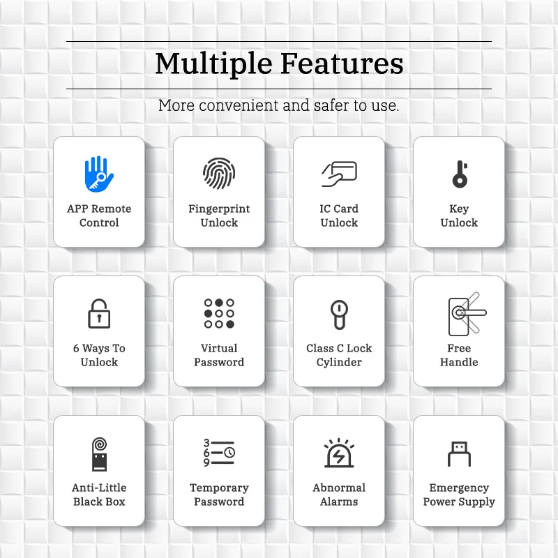 Smart Door Lock With Bluetooth-compatible TTLOCK APP Digital Electronic Lock Smart Home Wooden Door Lock Biometric Fingerprint