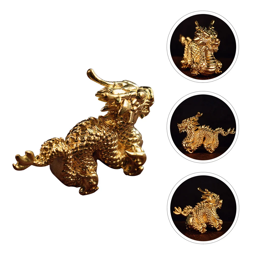 

Brass Dragon Statue Chinese Zodiac Decor Retro Dragon Sculpture For Desk Table Decor Home Office Fengshui Ornament