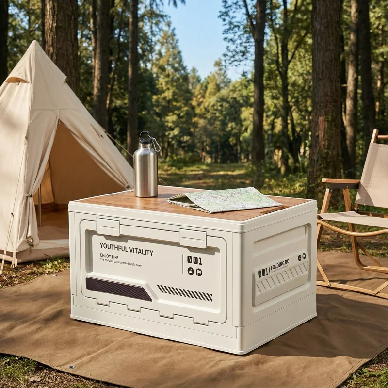 

Outdoor Storage Box Camping Folding Box Camping Organizer Car Trunk Wooden Lid Industrial Air Storage Box Home Storage