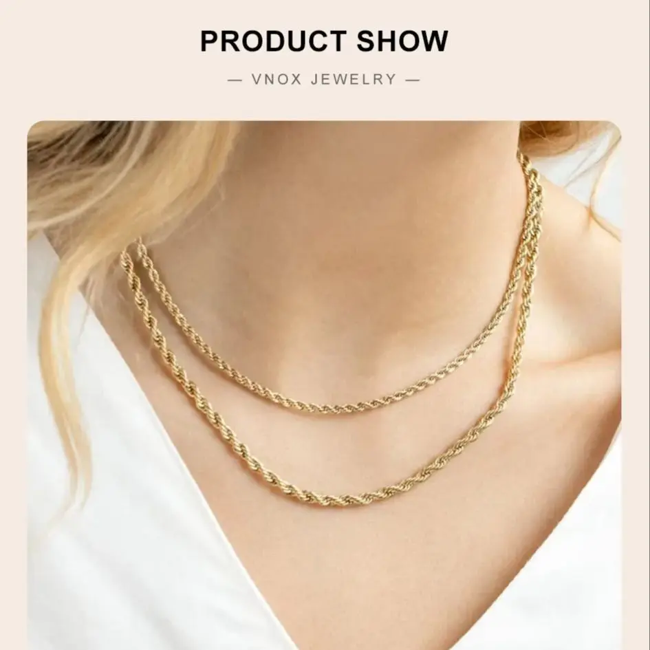 High Quality 2/3/4/5MM Classic Twisted Rope Chain  No Fade Stainless Steel Necklace Fashion Jewelry Accessories For Men Women